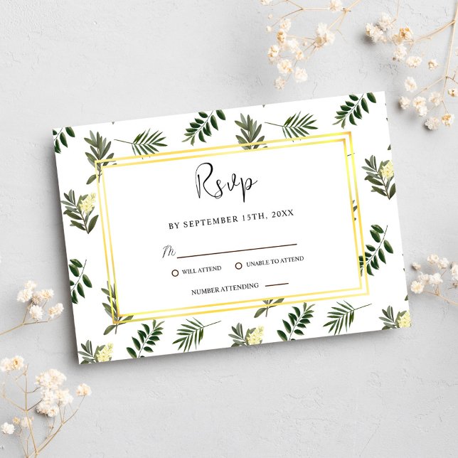 Botanical Elegant Watercolor Modern Rustic Wedding RSVP Card (Botanical Elegant Watercolor Modern Rustic Wedding RSVP Card)