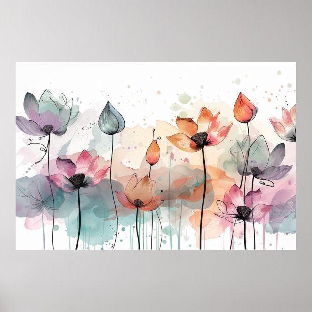 botanical elements abstract floral art poster (Front)