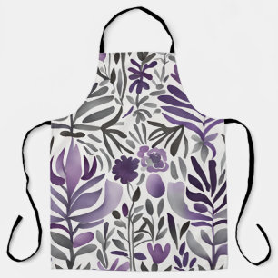 Botanical Elements in Purple  Apron