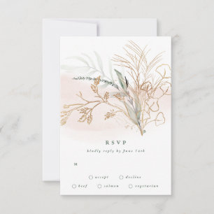 Botanical Eucalyptus Abstract Modern Greenery Moss RSVP Card