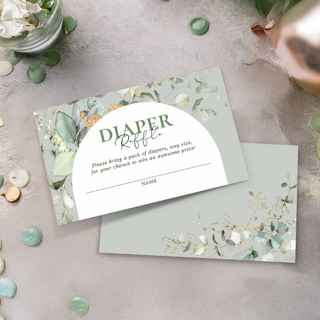 Botanical Eucalyptus Arch Diaper Raffle Enclosure Card (Creator Uploaded)