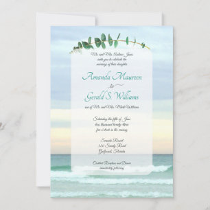 Botanical Eucalyptus Beach Nature Wedding  Invitat Invitation