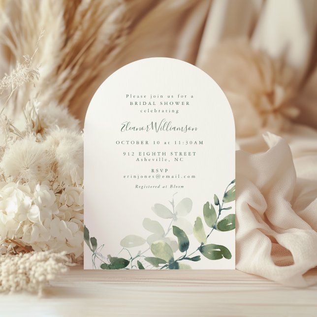 Botanical Eucalyptus Boho Arch Shape Bridal Shower Invitation (Creator Uploaded)