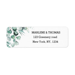 Botanical Eucalyptus Branch Return Address  Label