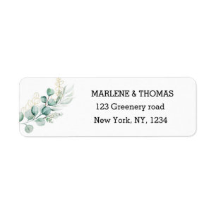 Botanical Eucalyptus Branch Return Address  Label