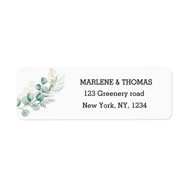 Botanical Eucalyptus Branch Return Address  Label (Front)