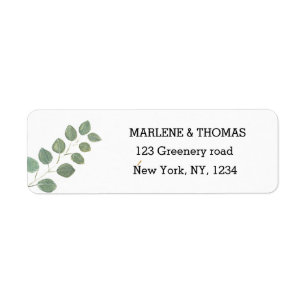 Botanical Eucalyptus Branch Return Address  Label