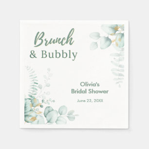 Botanical Eucalyptus Brunch & Bubbly Bridal Shower Napkin