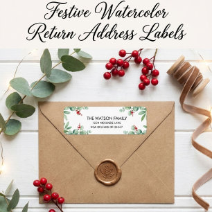 Botanical eucalyptus Christmas return address Label