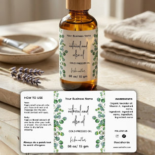 Botanical eucalyptus Essential Oil Bottle Label