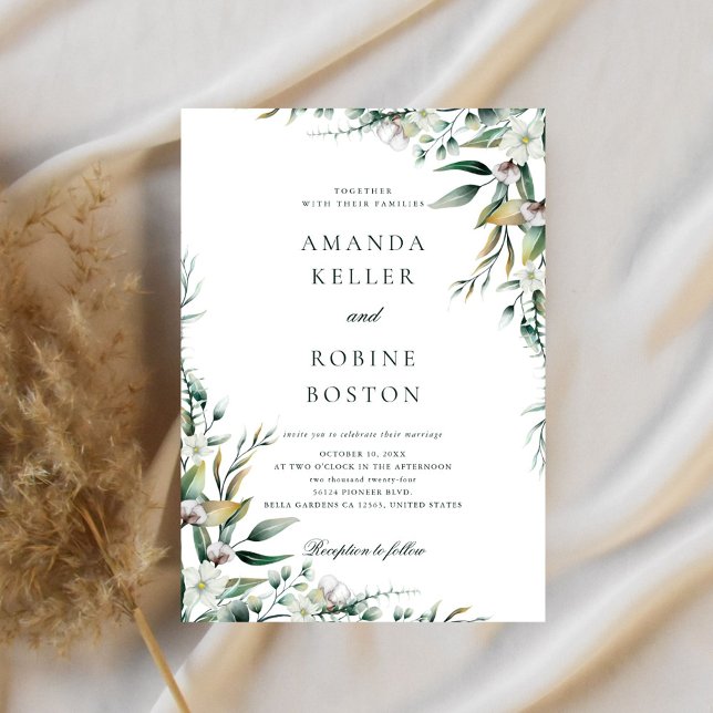 Botanical Eucalyptus Floral Wedding Invitation (Creator Uploaded)