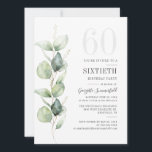 Botanical Eucalyptus Foliage 60th Birthday Party Invitation<br><div class="desc">It could be surprise party or another special decade achieved. This 60th birthday party invitation featuring eucalyptus greenery design with modern popular typography can easily be edited to suit any birthday or anniversary celebration.

You can change the wording,  birthday details and the background colour by clicking the "Personalise" button</div>