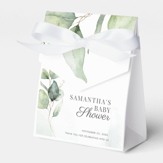 Botanical Eucalyptus Foliage Baby Shower Favour Box (Front Side)