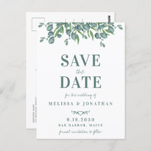 Botanical Eucalyptus Foliage Wedding Save The Date Postcard
