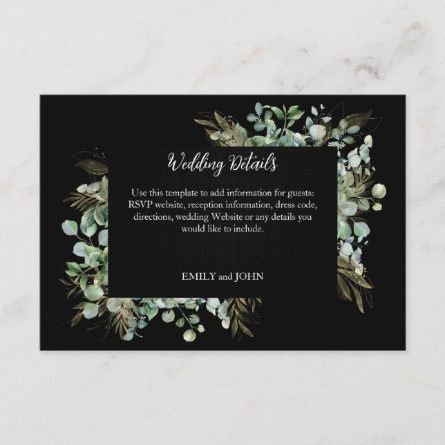 Botanical Eucalyptus Gold Leaf Modern Design Enclosure Card (Front)