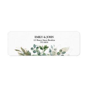 Botanical Eucalyptus Gold Leaf Modern Design Return Address Label