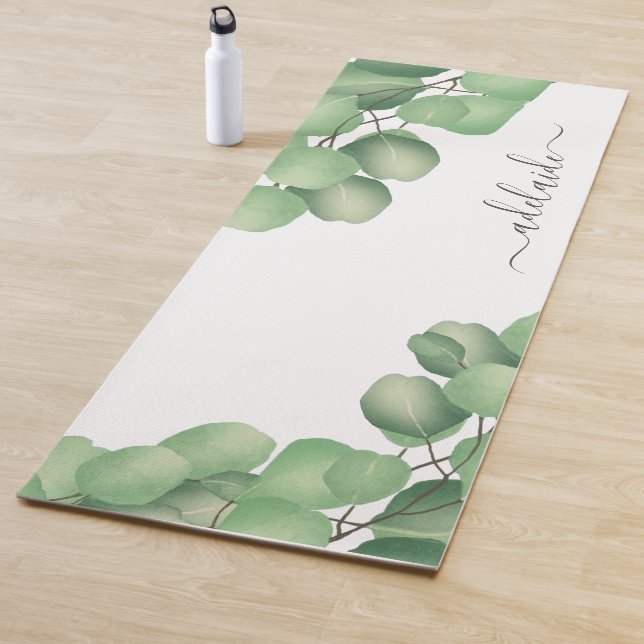 Botanical Eucalyptus Green Monogram Yoga Mat (In Situ)