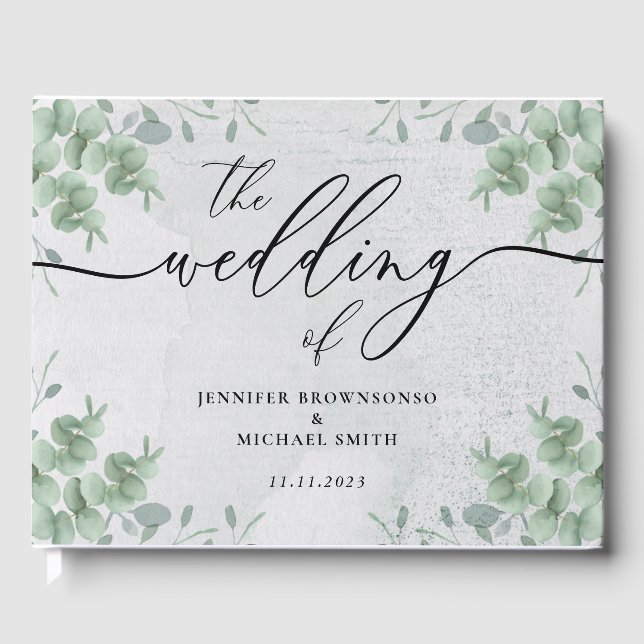 Botanical Eucalyptus Greenery Bohemian Tropic Guest Book (Front)