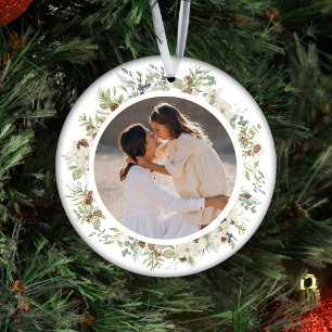 Botanical Eucalyptus Greenery Custom Christmas Ceramic Ornament