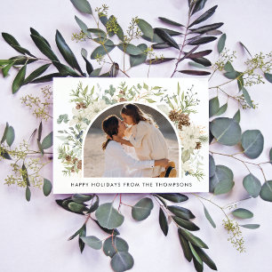 Botanical Eucalyptus Greenery Custom Christmas Holiday Card