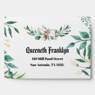 Botanical Eucalyptus Greenery Floral Wedding Envelope