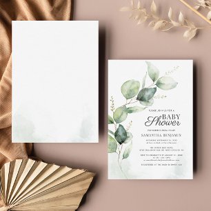 Botanical Eucalyptus Greenery Girl Baby Shower Invitation