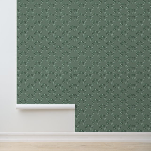Botanical Eucalyptus Greenery Pattern Wallpaper (Application)