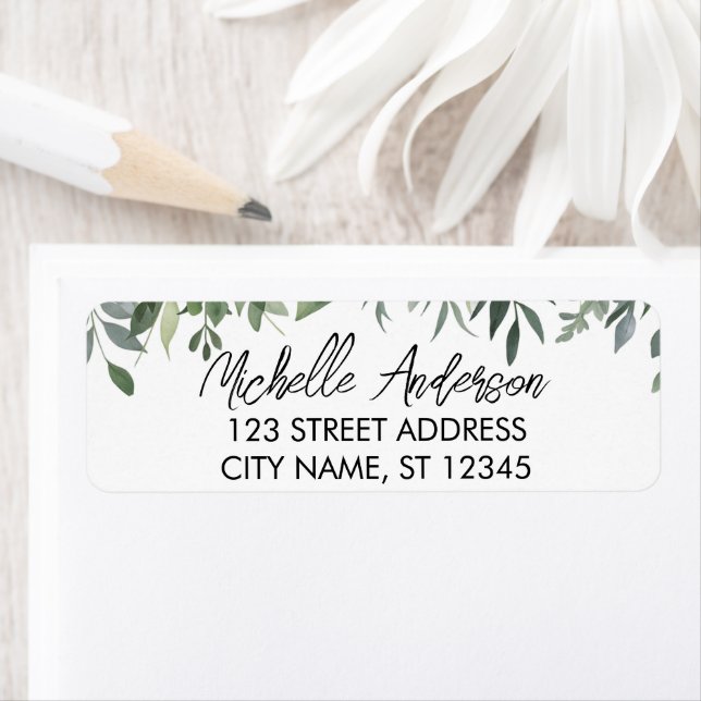 Botanical Eucalyptus Greenery Return Address Label (Insitu)