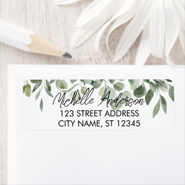 Botanical Eucalyptus Greenery Return Address Label (Insitu)