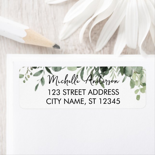 Botanical Eucalyptus Greenery Return Address Return Address Label (Insitu)