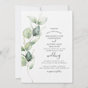 Botanical Eucalyptus Greenery Succulent Wedding Invitation