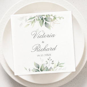 Botanical Eucalyptus Greenery Watercolor Elegant Napkin