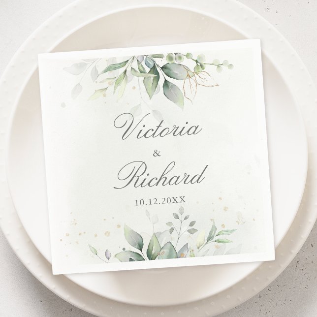 Botanical Eucalyptus Greenery Watercolor Elegant Napkin (Creator Uploaded)