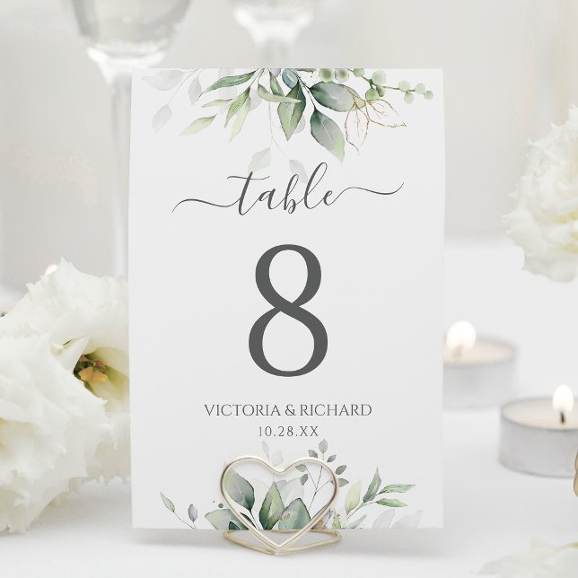 Botanical Eucalyptus Greenery Watercolor Elegant Table Number (Creator Uploaded)