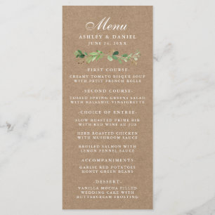 Botanical Eucalyptus Greenery Wedding Kraft Menu