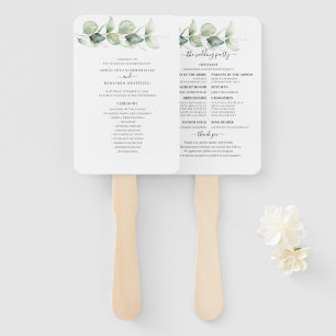 Botanical Eucalyptus Greenery Wedding Program Hand Fan