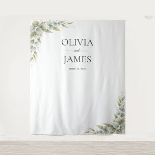 Botanical Eucalyptus Greenery Wedding Tapestry