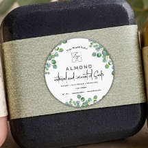 Botanical eucalyptus Homemade round Soap Label