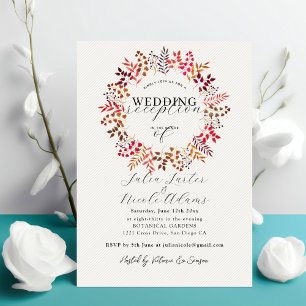 Botanical Eucalyptus Leaf Wreath Wedding Reception Invitation