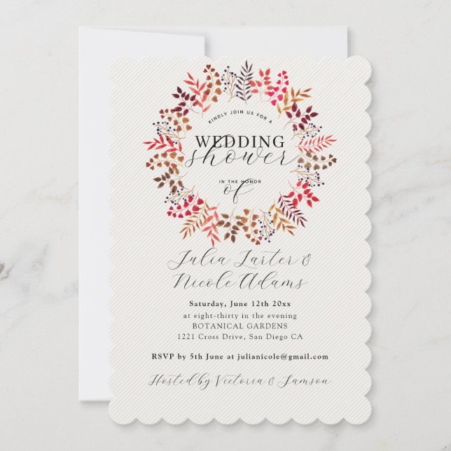 Botanical Eucalyptus leaf Wreath Wedding Reception Invitation (Front)