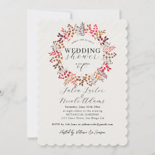 Botanical Eucalyptus Leaf Wreath Wedding Shower Invitation