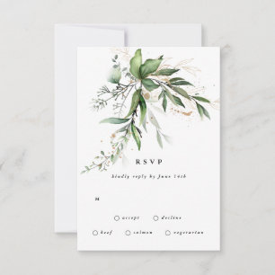 Botanical Eucalyptus Leafy Modern Greenery Moss RSVP Card
