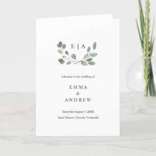 Botanical Eucalyptus Leaves Wedding Book Program