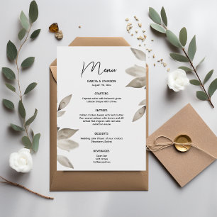 Botanical Eucalyptus Leaves Wedding  Menu
