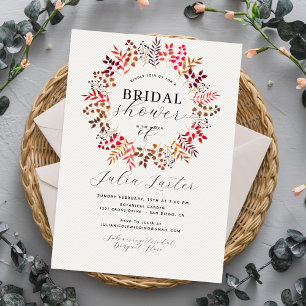 Botanical Eucalyptus Leaves Wreath Bridal Shower Invitation