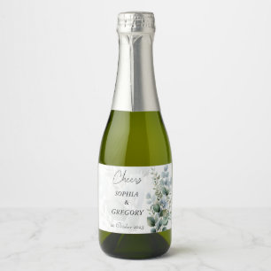 Botanical Eucalyptus Mini Wine Bottle Wedding Tags Sparkling Wine Label