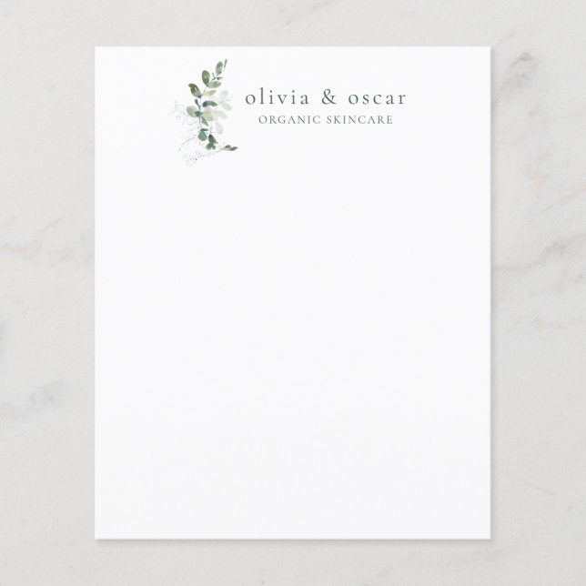 Botanical Eucalyptus Minimal Business Stationery (Front)