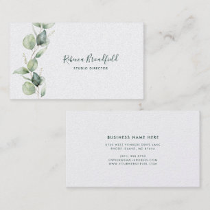 Botanical Eucalyptus Modern Script Beauty Salon Business Card