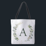 Botanical Eucalyptus Monogram Greenery Wedding Tote Bag<br><div class="desc">Eucalyptus Greenery Succulent Botanical Watercolor Spring Wedding Monogram Tote Bags on canvas background - includes beautiful and elegant script typography with modern botanical leaves and greenery for the special Wedding, Bridal Shower, Baby Shower, Bachelorette Party, Sweet 16, 16th, 18th, 21st, 30th, 40th, 50th, 60th, 70th, 80th, 90th, 100th birthday celebration....</div>