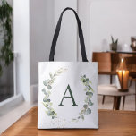 Botanical Eucalyptus Monogram Greenery Wedding Tote Bag<br><div class="desc">Eucalyptus Greenery Succulent Botanical Watercolor Spring Wedding Monogram Tote Bags on canvas background - includes beautiful and elegant script typography with modern botanical leaves and greenery for the special Wedding, Bridal Shower, Baby Shower, Bachelorette Party, Sweet 16, 16th, 18th, 21st, 30th, 40th, 50th, 60th, 70th, 80th, 90th, 100th birthday celebration....</div>